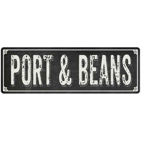 PORK & BEANS Shabby Chic Black Chalkboard Metal Sign 6x18 Decor 206180050035