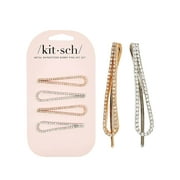 Kitsch Metal Rhinestone Drop Bobby Pins 4 pc Set - Gold & Silver