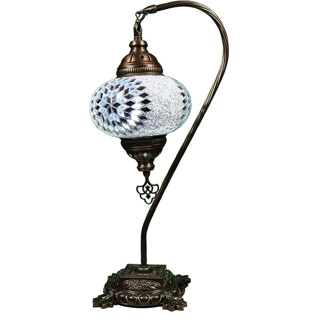 KusKuus Lampe de Table Cou de Cygne Fait Main 14 Pouces Style Turc Marocain Lampe de Chevet SNC111