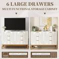 thumbnail image 3 of Furtivusia 6 Drawer Dresser for Bedroom, Modern Chest of Drawers with Metal handles, Wood Storage Cabinet for Living Room, Hallway, White, 3 of 8