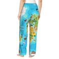 thumbnail image 3 of Picia World Map With Animals Landmarks Womens Soft Woven Cotton Elastic Waistband Sleep Pajama Pant Lounge Sleep Pant With Pockets And Drawstring-Medium, 3 of 9