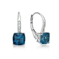 10K White Gold Earrings Cushion London Blue Topaz