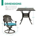 thumbnail image 7 of VIVIJASON 5-Piece Outdoor Patio Dining Set, All-Weather Cast Aluminum Conversation Set, Patio Furniture Set Include 4 Swivel Cushioned Chairs, 1 Square Table w/Umbrella Hole, Ocean Blue Cushion, 7 of 7