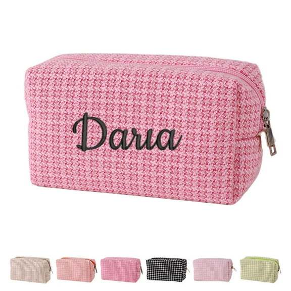 Personalized Cosmetic Bag, Cute Custom Makeup Bags with Names, Embroidered Makeup Bag for Women Bridesmaid, Travel Makeup Bag, Aesthetic Toiletry Bag Organizer Storage Pouch