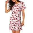 thumbnail image 2 of Rateoe Red Football Print Women’s Nightdress – Cozy Cotton Short-sleeved Sleep Shirt, Loose-Fit Sleepwear, Perfect for Relaxing and Sleeping, 2 of 6