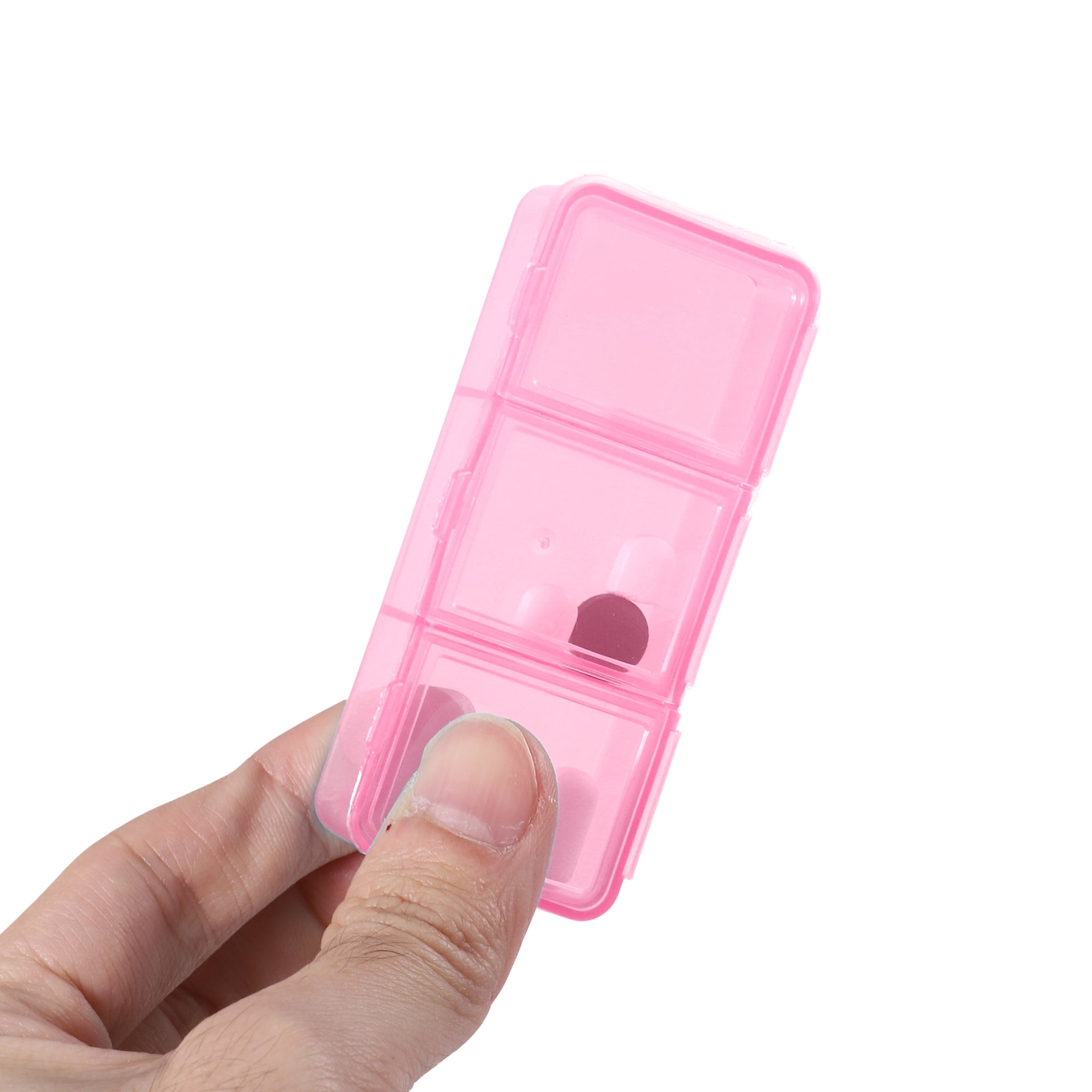 Unique Bargains Useful Durable 3 Compartment Pill Case for Travel 1 Pc Pink