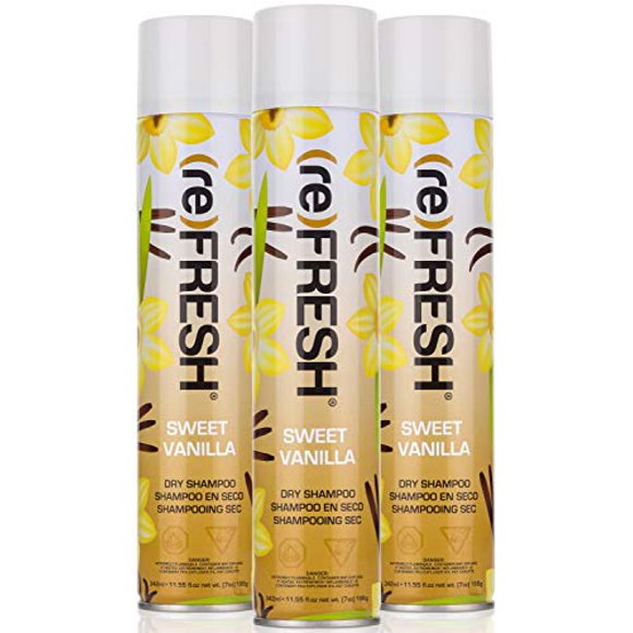(re) FRESH - DRY SHAMPOO for Absorbing Hair Oil, Sweat, and Odor (Sweet Vanilla, 11.55 fl. oz. -3pk)