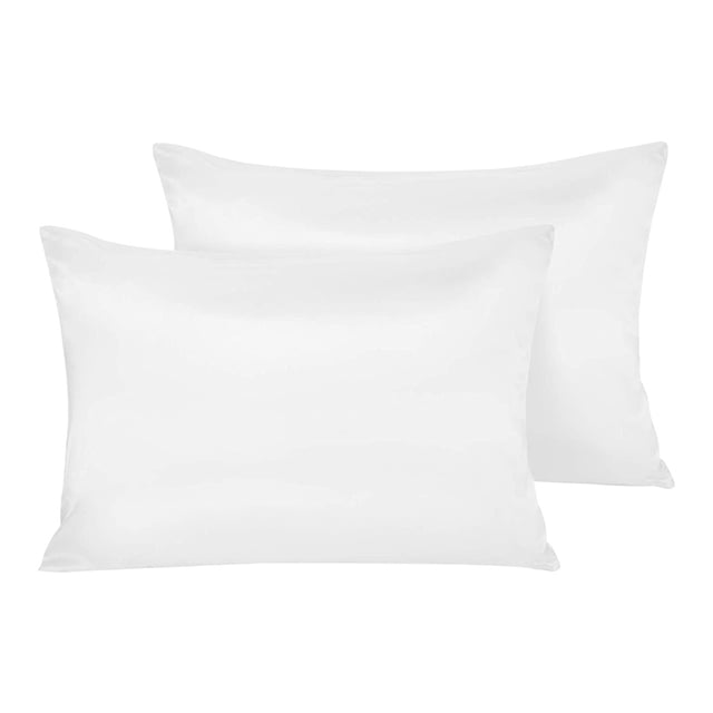 Funda de almohada 2pcs Funda de almohada de satén de poliéster Ropa de cama Funda de almohada para dormir, Blanco, UK / US-Q, 20x30 pulgadas sidaley HA003643-05