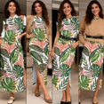 thumbnail image 5 of KUIFORTI Matching Couple Outfits Spring Women's Casual Dresses Slit Design & Men's Hawaiian Shirt Fashion Clothing with Soft Fabric for Summer Vacation Trip Tropical Monstera Leaf, 5 of 7