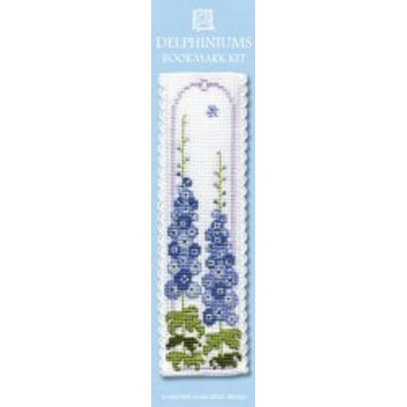 Textile Heritage Delphiniums Bookmark - Cross Stitch Kit