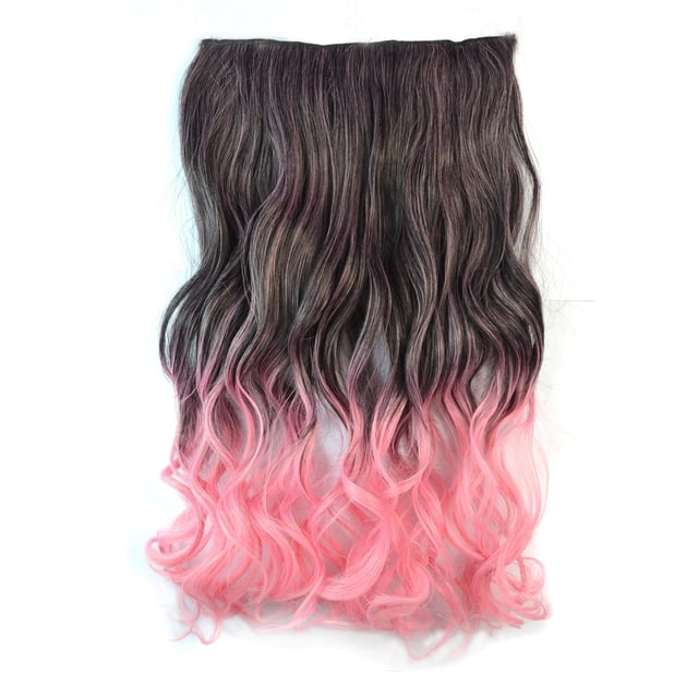 Fiudx Extensión de Cabello con Clip de Colores, Peluca de Fibra Resistente Al Calor, Fácil de Colocar y Quitar, Postizo Largo y Rizado, Accesorio de Moda para Mujer, Diseño Degradado, Versatilidad de