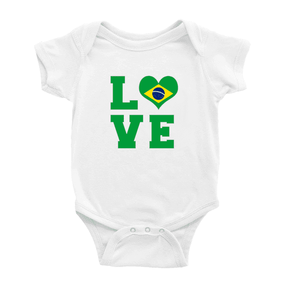 Love Brazil Flag Heart Baby Rompers Baby Clothes (White, 3-6 Months)
