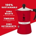 thumbnail image 4 of Moka Pot, Stovetop Espresso Maker, 6 Shots, Aluminum, Red, 4 of 4
