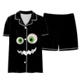 thumbnail image 4 of Leey-World Girl Halloween Pajamas Toddler Kids Little Girls Halloween Satin Pajamas Pumpkin Short Sleeve Button Down Sleepwear Pjs Set, 4 of 6