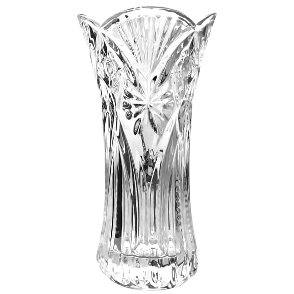 Crystal Glass Vase, 11.4 In Petal Shaped Vase for Flowers, Elegant Modern Home Decor & Gift