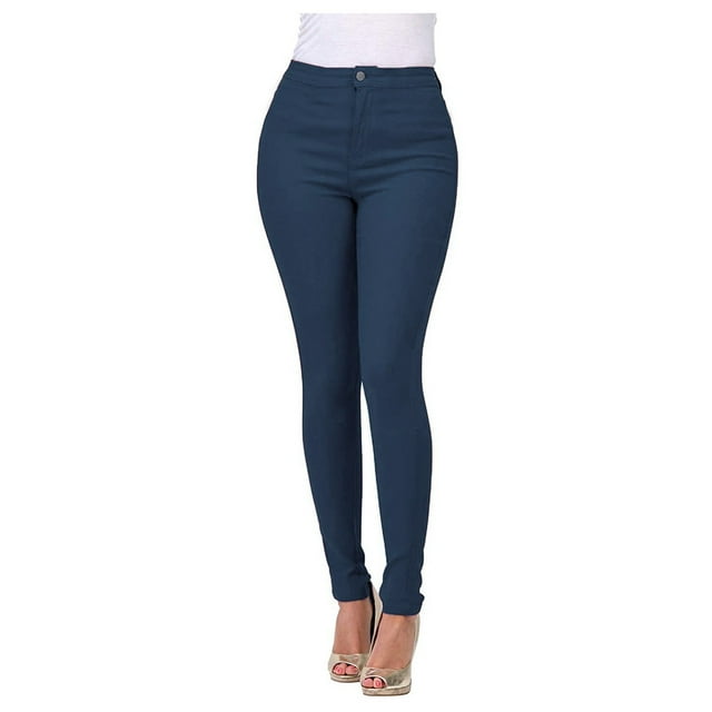 Jeans pour Ados Jeans Taille Haute Jeans pour Femmes Jeans Moulants Extensibles Unis Jeggings pour Femmes Jeans Droits Femmes P-6 Bleu P