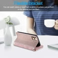 thumbnail image 3 of Wallet Case for iPhone 14 Pro Max, Retro Matte 9 Card Holder Slots Zipper Pocket Case PU Leather Magnetic Closure Kickstand with Wrist Strap Shockproof Folio Flip Case - Rose Gold, 3 of 17