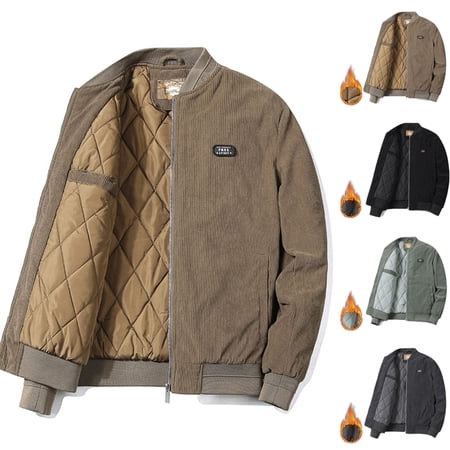 Winter Jackets for Men Fashion Casual Coats Color Block Zipper Pockets Long Sleeve Hoodless Outwear