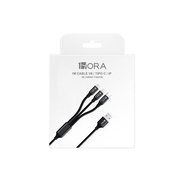 Cable 3 En 1 Usb Micro Tipo C Nylon 1Hora