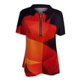 thumbnail image 4 of ICHUANYI Clearance Women Casual T-shirt Printed Sexy V-Neck Zipper Short Sleeve Pullover Blouse Tops(Orange, L) ICHUANYI WER2023081011003, 4 of 5