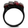 thumbnail image 3 of IP Black(Ion Plating) Stainless Steel Ring with Synthetic Synthetic Glass in Siam for Women Siam Stone Color Style TK1854 Size 10, 3 of 4