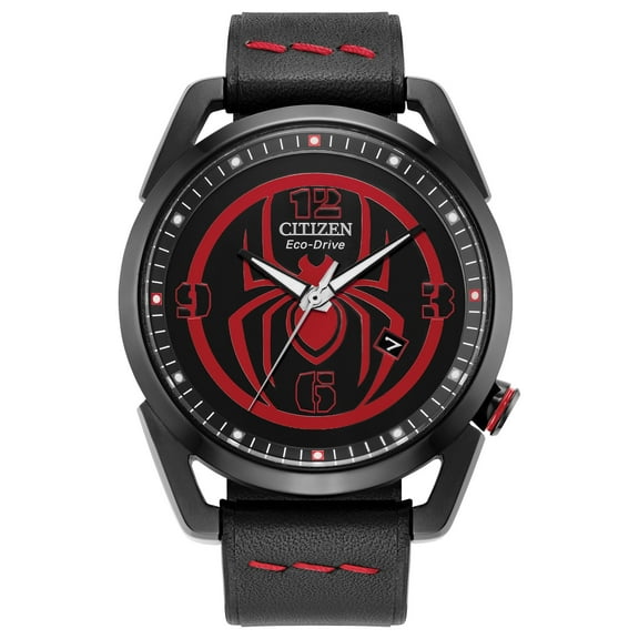 Citizen Men's Eco-Drive Marvel Miles Morales Leather Strap Watch - AW1685-00W