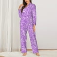 thumbnail image 3 of Kll Lilac Glittering Print Women'S Long Sleeve Pajamas With Pants Sleepwear Loungewear 2 Set-Xx-Large, 3 of 9