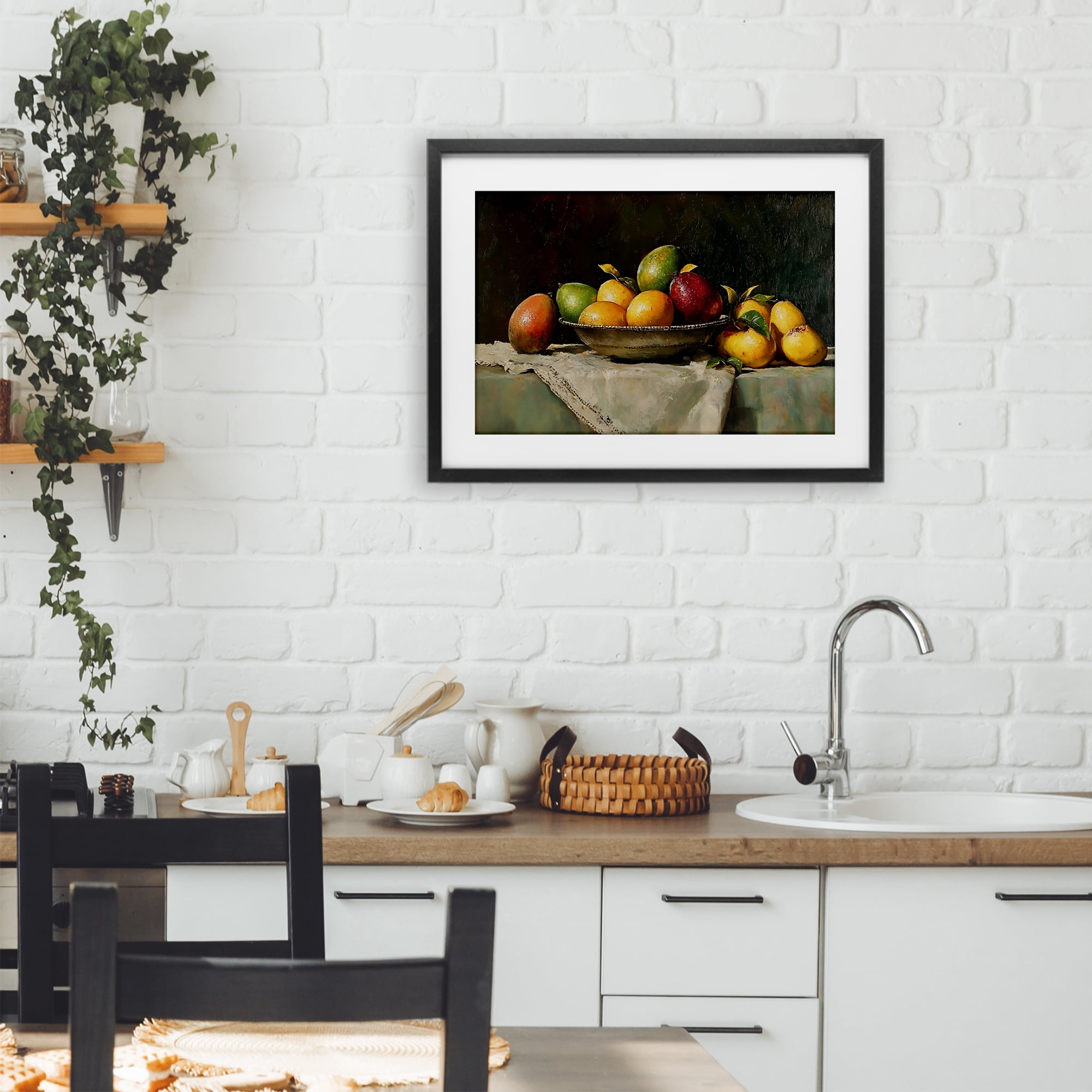 Stupell Industries Fancy Table Fruit Arrangement Black Framed Print Under Glass, design by Creative Studio