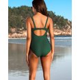 thumbnail image 7 of Beautyin Womens One Piece Swimming Suit Bathing Suit Ribbed Padded Swimsuit Cutout Back Square Neck Swimwear with Shell Buttons, 7 of 7