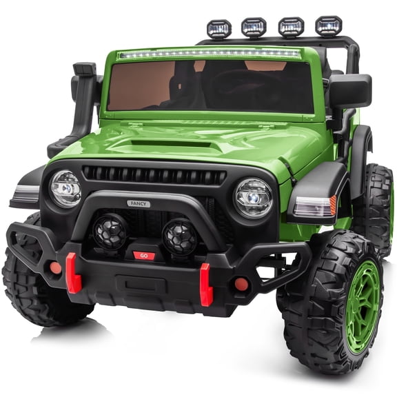 Hikiddo 2-Seater Ride on Car Truck, 24V 4WD Ride on Toy Electric Car for Kids Boys w/Remote, Bluetooth - Green