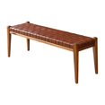 thumbnail image 1 of Lipstore Accent Bench End of Bed Bench PU Leather Long Bench Ottoman Bench Wood Bench for Brown, 1 of 8