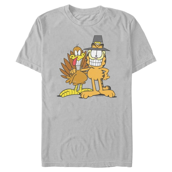 Mens Garfield Cat and Turkey Pilgrim Core T Shirt