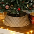 thumbnail image 3 of Demi Bonn 27" Rustic Christmas Tree Skirt, Plastic Woven Christmas Tree Collar for Party, Holiday, Home Decoration, Brown, 3 of 7