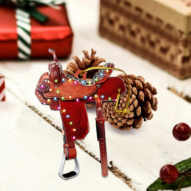 Christmas Lights Customized Logo Leather Horse Riding Western