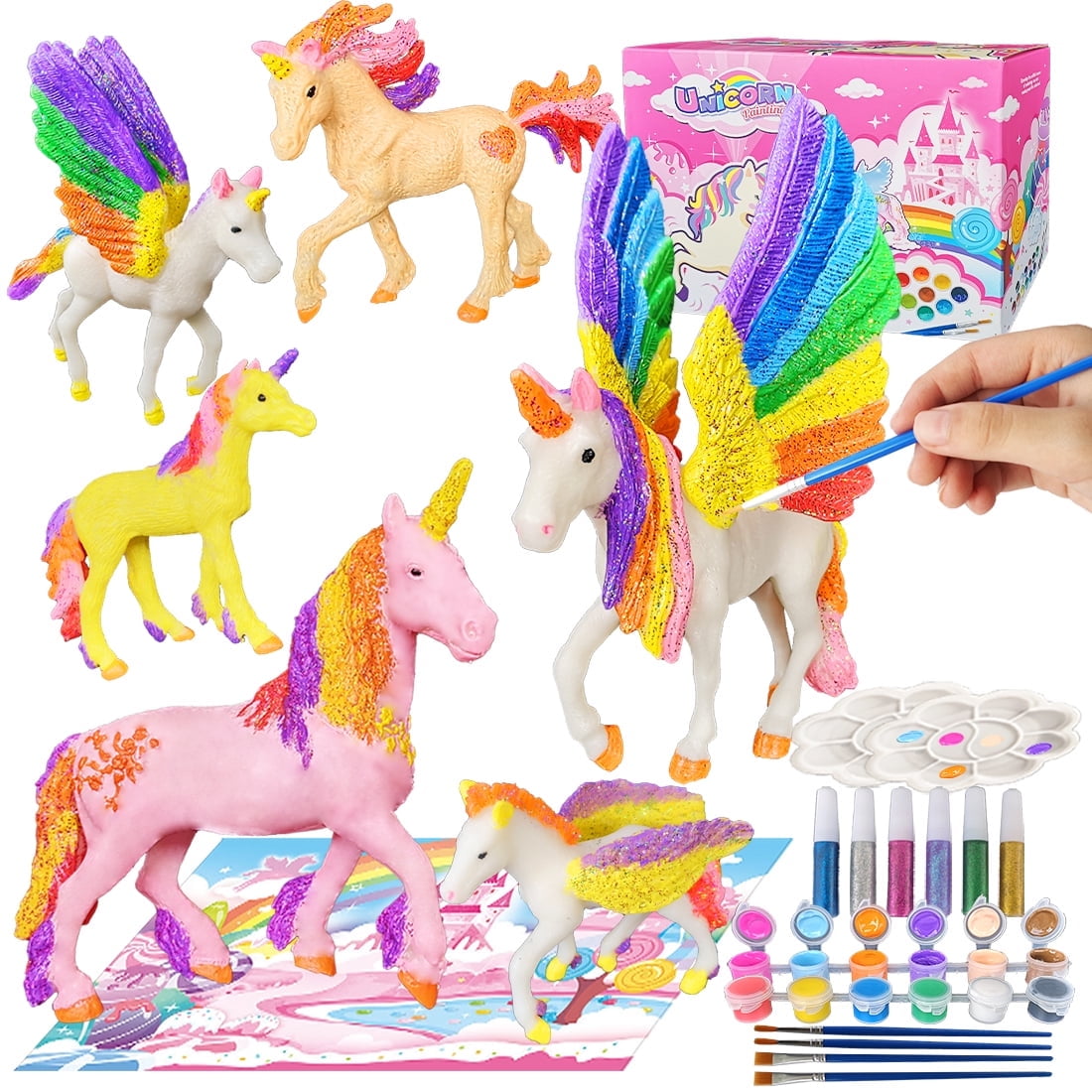 Yileqi Paint Your Unicorn Kit, Paint Craft Girls Arts Crafts Years Old, Unicorn Party Favor Activities Gift