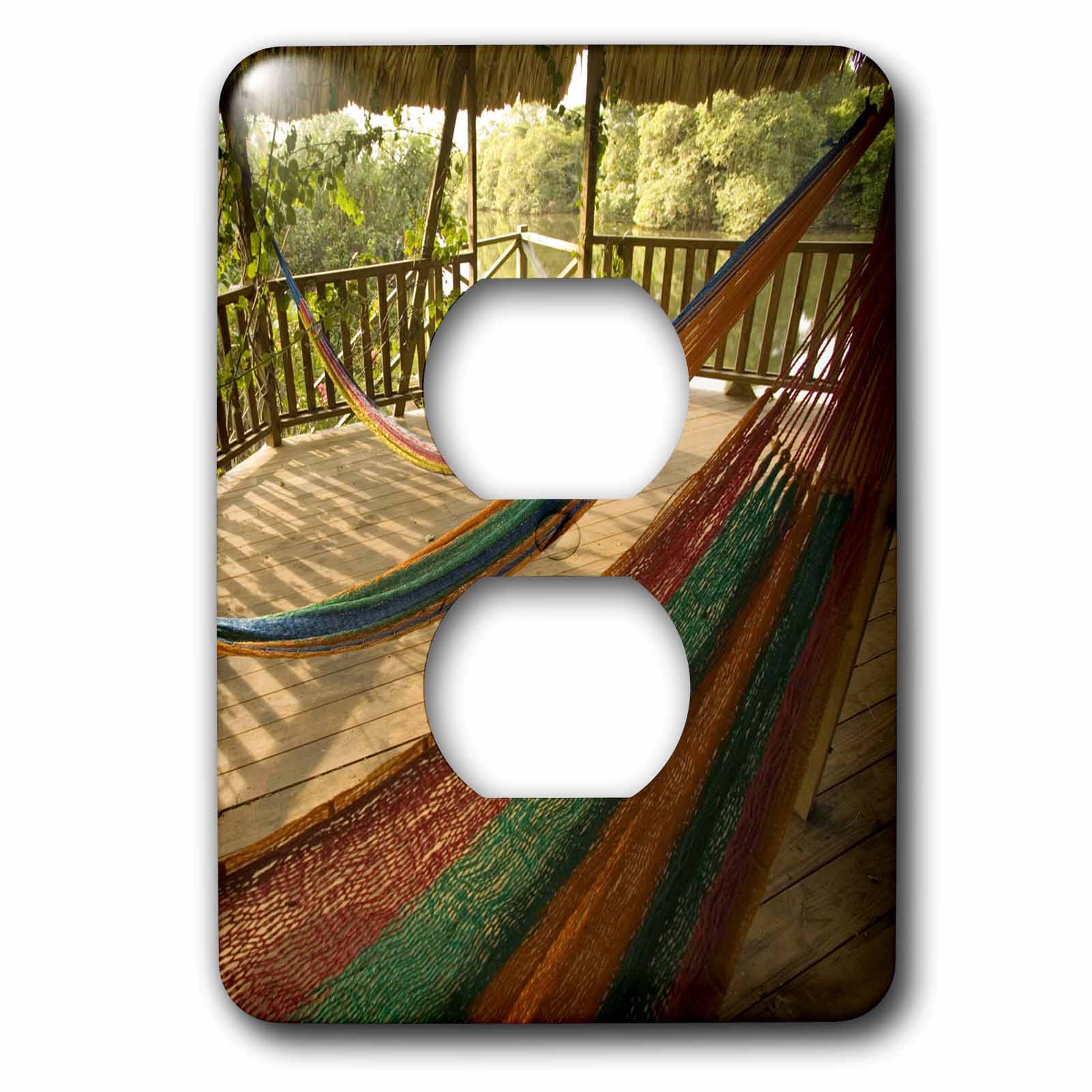 Hammock, palms, Jaguar Reef Lodge, Belize SA02 JME0052 John and