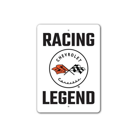 Racing Legend Chevy Corvette Sign, Novelty Car Sign, Garage Aluminum Metal Decor Sign - 4x18 inches