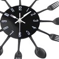 thumbnail image 3 of SHAR Black 32 CM Mirror Effect Kitchen Clock with Spoon, Fork, 3D Removable Sticker for Home Decor, 3 of 4