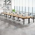 thumbnail image 1 of Tribesigns 6.5FT Modern Office Conference Table, 78.74-Inch Large Seminar Meeting Desk with Metal Legs and Adjustable Pads, Boardroom Training Table, Light Walnut, 1 of 5