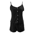 thumbnail image 4 of Uqiangy Women's Short Pyjamas Set Summer Sleeveless Shorts Set Tank Top and Shorts Cami Top Bottoms Cotton Pjs Set Casual Sleepwear Outfits Camisole Nightwear Babydoll Loungwear Black L, 4 of 5