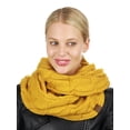 thumbnail image 2 of C.C Women's Winter Cable Knit Sherpa Lined Warm Infinity Pullover Scarf, Mustard, 2 of 4