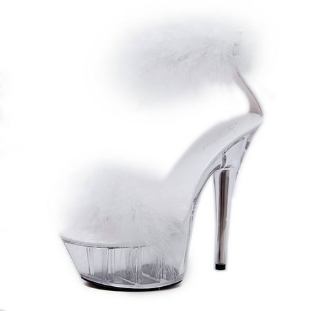 

Women‘s Platform Stiletto Sandals Fuzzy Open Toe Furry High Heels Women‘s Solid Color Pumps