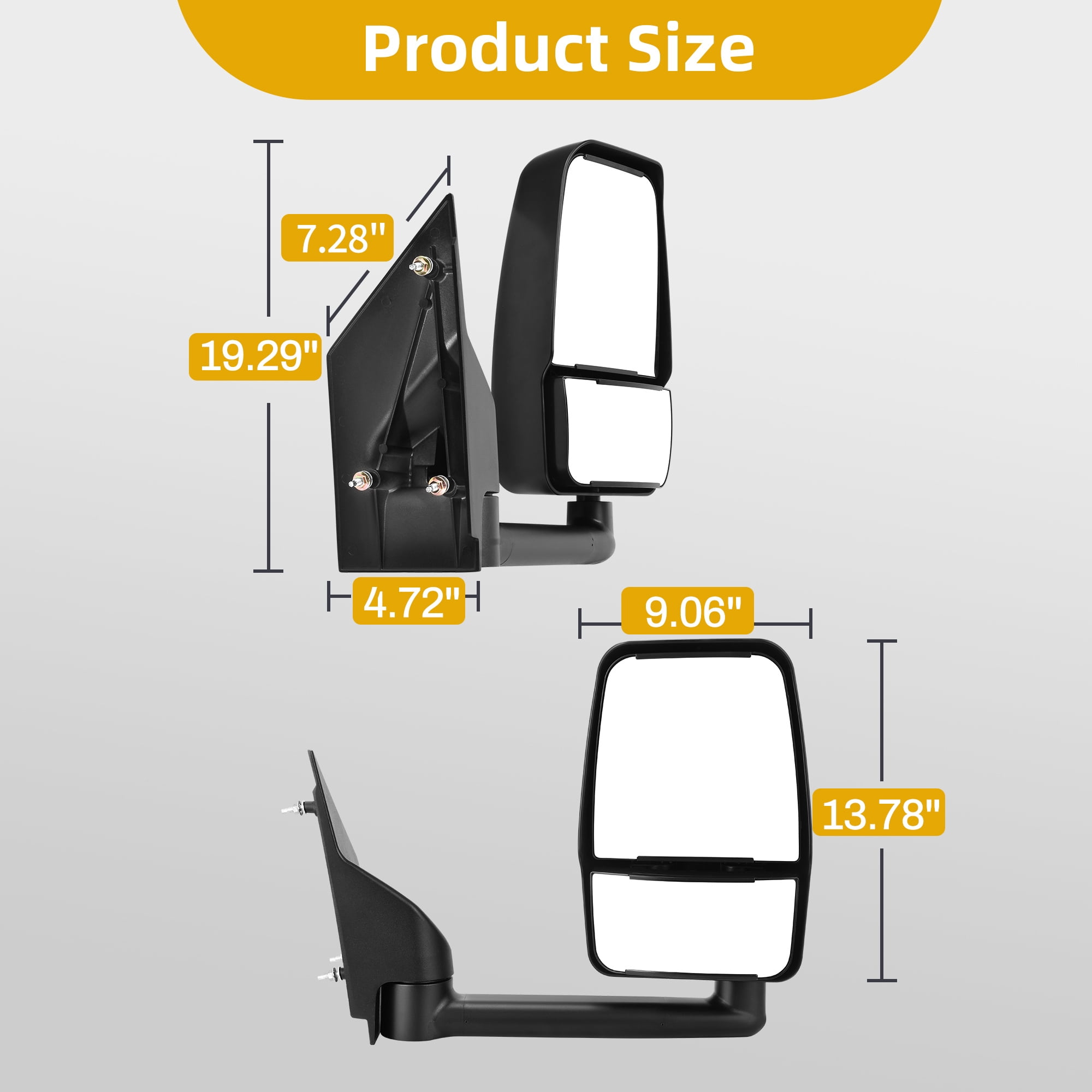LEDKINGDOMUS Manual Folding Mirror Passenger Side Right for Chevy Express GMC Savana 1500 2500 3500 2003-2019 Models with Convex Lens and Adjustable Glass