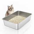 thumbnail image 1 of Caja de arena para gatos ikitchen de acero inoxidable grande 60 x 40 x 15 cm, 1 of 8