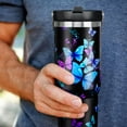thumbnail image 6 of Butterfly Tumbler Mug, 30oz Stainless Steel with Handle, Lid & Straw - Leak-Proof Double-Wall Vacuum Insulated Travel Cup Water Bottle - Gift for Women, 6 of 6