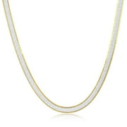 Herringbone Chain Necklace (4.2mm) 16 Inch length | Italian, Reversible Two-Tone Herringbone Chain for Women