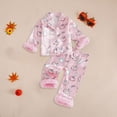 thumbnail image 2 of mgoYE Halloween Pajamas Set Toddler Baby Girl Pumpkin Pjs Button Shirt Pants Sleepwear Cute 2Pcs Loungewear(Red,3-4 Years), 2 of 4