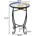 thumbnail image 3 of RELAX4LIFE Side Table Outdoor Mosaic Round 14 Inch W/Glass Table Top and Steel Fram for Patio, Lawn, Garden, Balcony and Home, Small End Table (Navy), 3 of 17