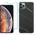 thumbnail image 1 of For Apple iPhone 11 Pro Max Phone Case , Slim-Fit TPU Case with Tempered Glass Screen Protector, by OneToughShield ® - Marble / Black, 1 of 3
