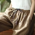 thumbnail image 6 of Sokhug Capri Pants for Women Cotton Blend Drawstring Elastic Waist Breathable Loose Fit Summer Trousers with Pockets, 6 of 6